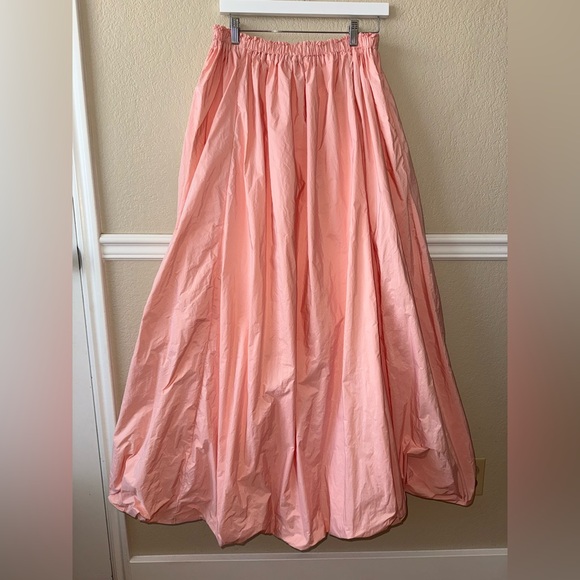 Anthropologie Bubble Hem Poofy Maxi Skirt Elastic Waist Peach Coral Pink XL - Picture 11 of 14